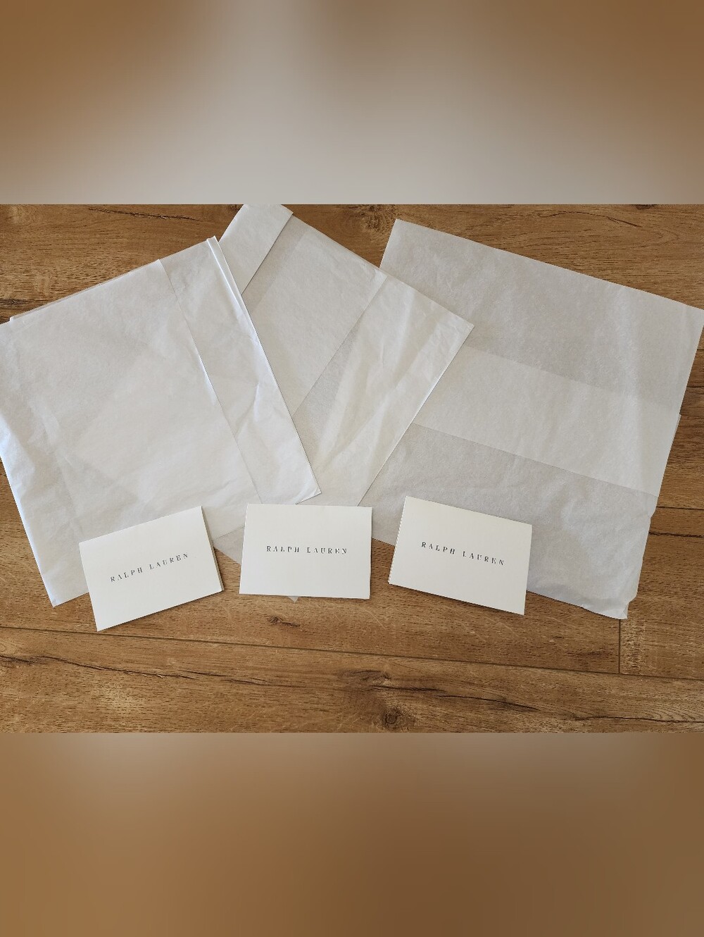 RARE Lot Of 6 NEW Ralph Lauren 3 THANK YOU CARD + 3 All Over Logo Tissue Paper